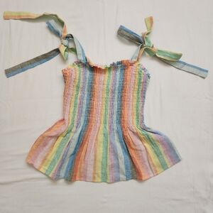 GAP Rainbow Stripe Smocked Tank Top - Multicolor